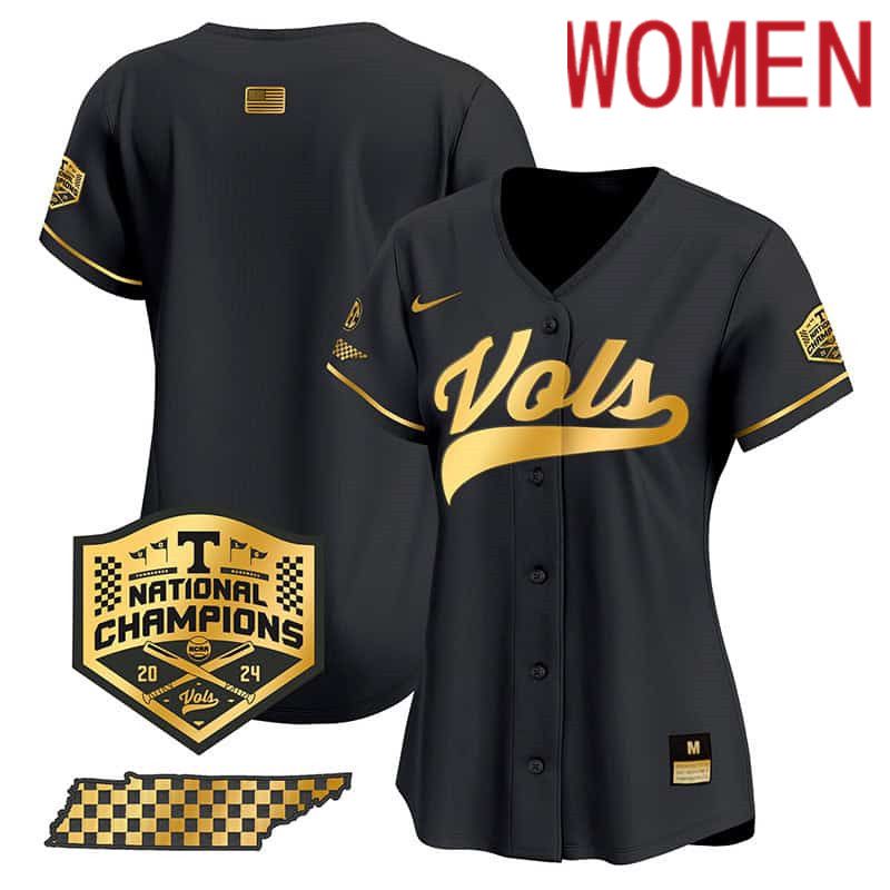 Women Tennessee Volunteers Blank Black 2024 Nike Champions Vapor Premier Limited NCAA Jersey style 1->women nfl jersey->Women Jersey